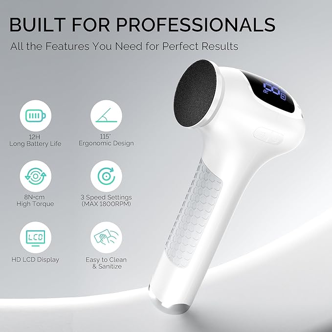 L'UGX Electric Foot Callus Removers with Nail Dust Collecto White