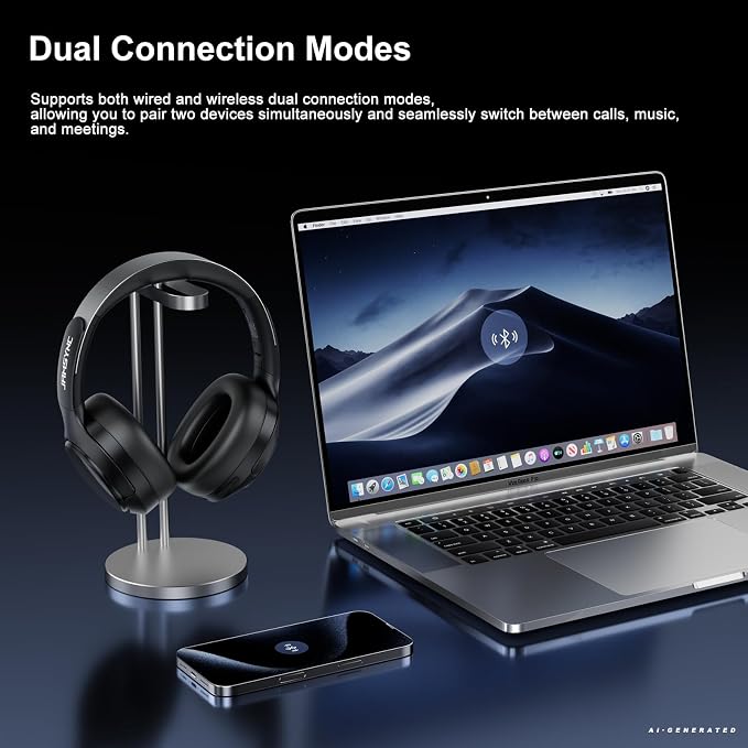 Hybrid Active Noise Cancelling Headphones, Bluetooth 6.0 Over Ear Headphones,120H Battery Fast Charging, Hi-Res Audio, Transparency Mode, Deep Bass, Memory Foam Comfort Fit for Travel Office Home