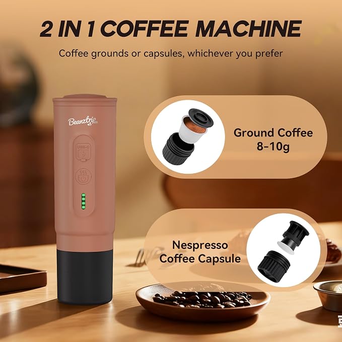 H02 PRO Portable Espresso Maker, Mini Electric Coffee Maker Compatible with Ground Coffee & NS Capsule, 20 Bar Travel Espresso Machine with Self-Heating for Camping, RV