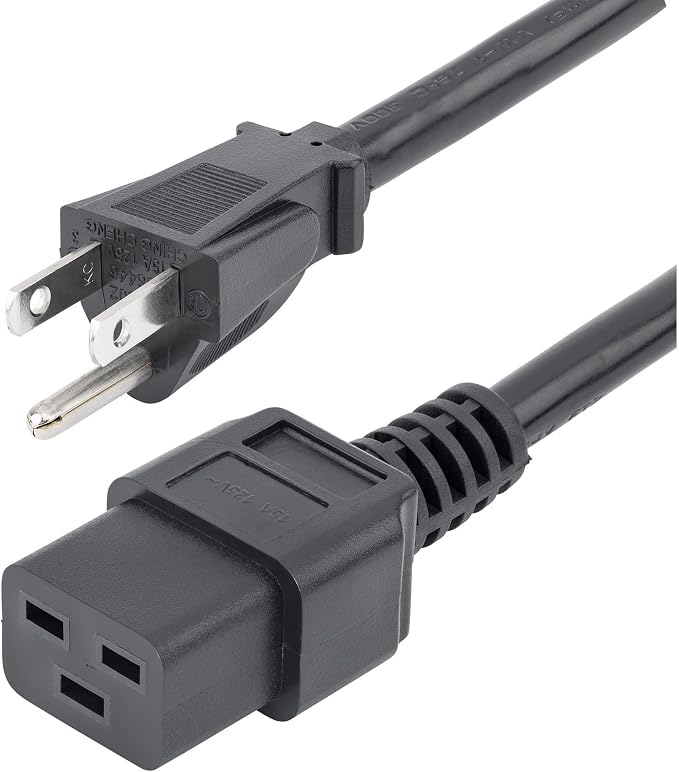 StarTech.com 3ft (1m) Heavy Duty Power Cord, NEMA 5-15P to C19 AC Power Cord, 15A 125V, 14AWG, Computer Power Cord, Heavy Gauge Power Cable for PDUs and Network Equipment, UL Listed (PXT515C19143)