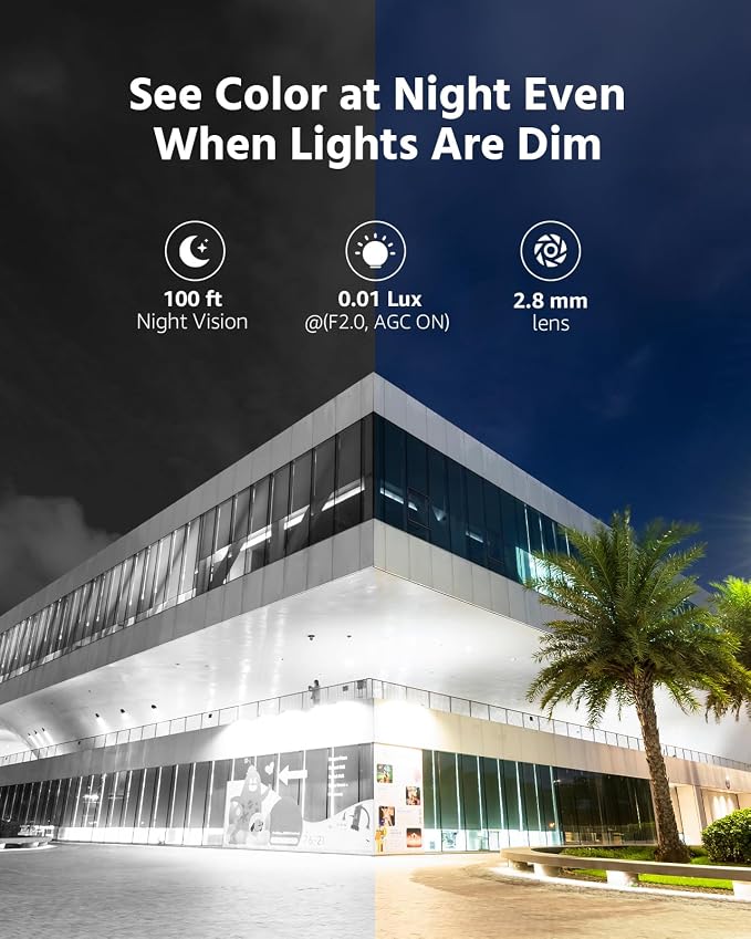 ANNKE 3K PoE Camera with Audio/Mic, IP Turret Security Camera Outdoor Indoor, Color Night Vision, AI Human Detection, IP67 Weatherproof, 116° Wide Angle 2.8mm Lens, 24/7 Recording,RTSP, @20fps