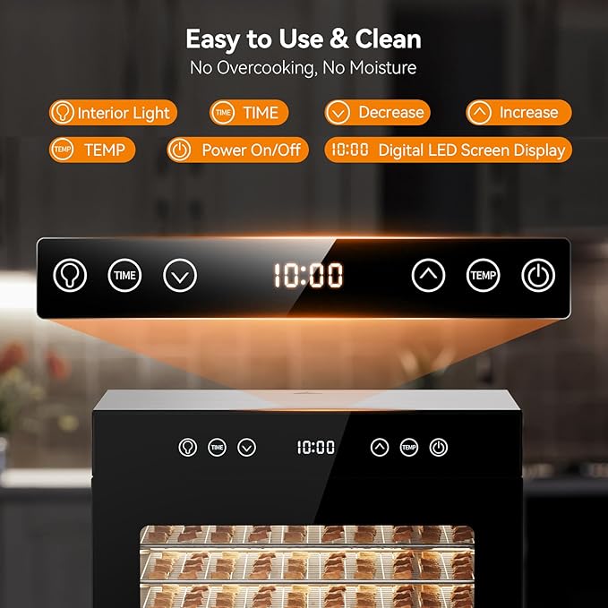 PSIIDAN Food Dehydrator Machine, 8-Tray 650W Stainless Steel Dehydrator with Adjustable Timer & Temp (Up to 167°F), Overheat Protection, Quiet Meat Dehydrator for Jerky, Fruit, Herbs, Dog Treats