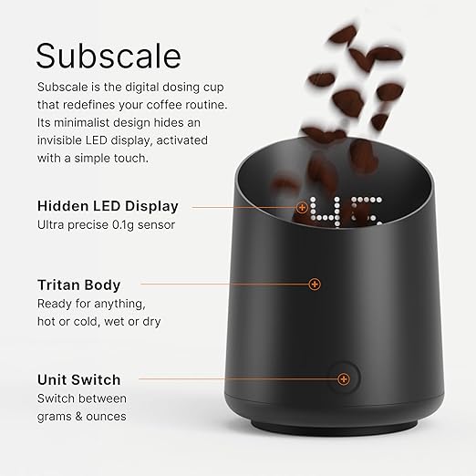 Subminimal Subscale Digital Dosing Cup with LED Display – Sleek & Precise Scale - Dosing & Brewing Accessories, Measures Coffee Grounds for Espresso - Black