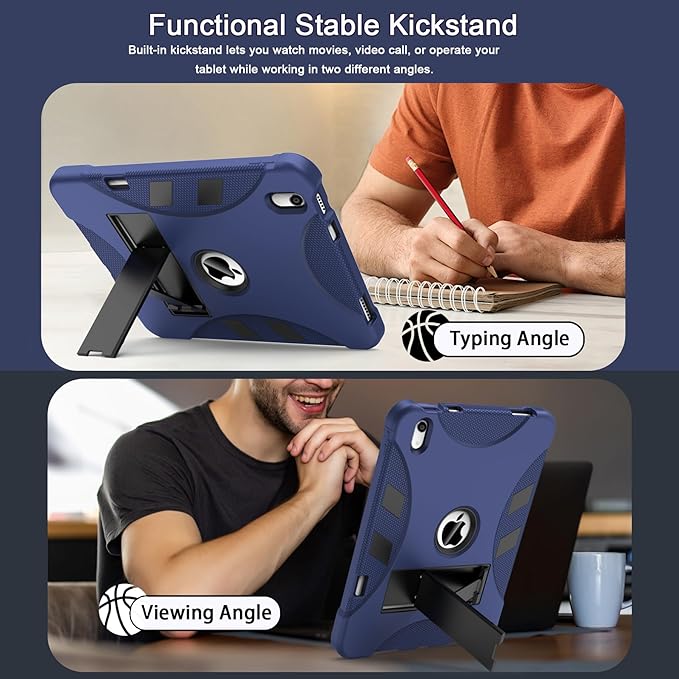 Rantice Case for iPad (A16) 11th Generation 11 Inch 2025 / iPad 10th Generation 10.9 Inch, Heavy Duty Military Grade Shockproof Protective i Pad Case with Kickstand & Pencil Holder, DarkBlue+Black