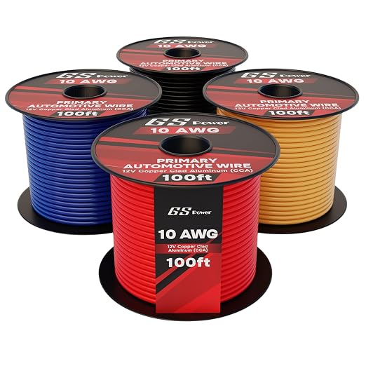 GS Power 400ft CCA 10 Gauge Wire Automotive, 4 Colors 100ft per Roll, 10 AWG 12v, Flexible Speaker Electrical Wire Low Voltage Primary for Car Stereo Audio Trailer Harness Hookup Wiring DIY