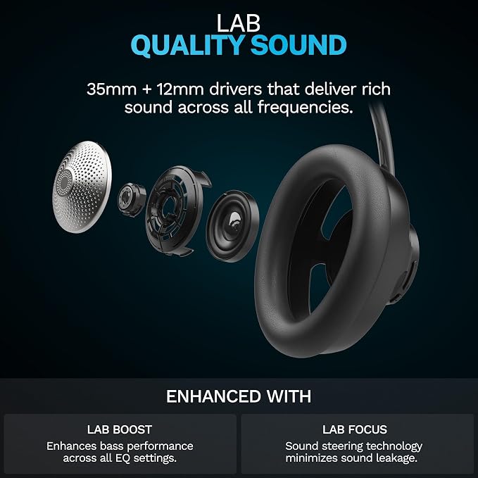 JLab JBuds Open Wireless Headphones – Open-Ear, Comfortable All-Day Fit, 24+ Hour Playtime, Immersive Sound, Bluetooth Headphones with App Control, Black