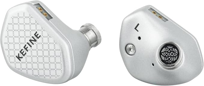 Linsoul Kefine Klean in Ear Monitor,10mm DLC Diaphragm Dynamic Driver HiFi Earphones,Wired Gaming Earbuds,Replaceable Nozzles,Detachable Silver-Plated Cable for Audiophile (No Mic 4.4mm, Silver)
