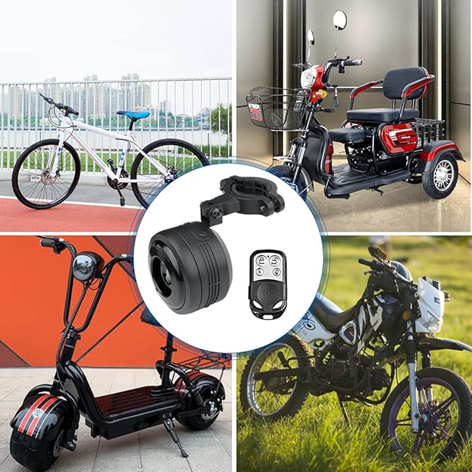 Bike Bell Alarm Horn with Remote, USB Rechargeable, Waterproof, Anti-Theft Vibration Alarm for Bikes, Scooters