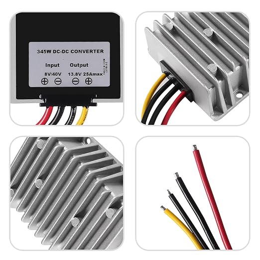 DC Voltage Reducer Converter DC 8V-40V to 13.8V 25A 300W Reducer Power Converter Waterproof Regulator Module Transformer for Golf Cart Club Car…