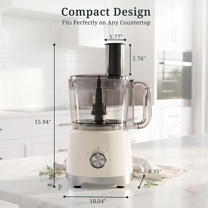 Food Processor 10.5 Cup (2.6QT), 600W Electric Food Chopper with 5 Stainless Steel Blades, 3-Speed Vegetable Chopper for Slicing, Shredding, Chopping & Dough Kneading, BPA-Free, Dishwasher Safe