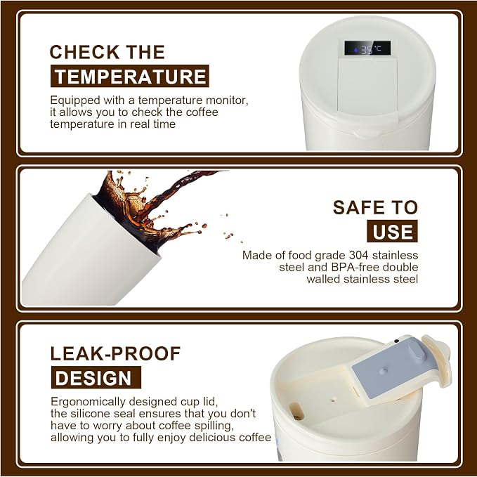 Self-Heating Electric Coffee Maker Cup, Portable Mini Coffee Maker Compact Design for Camping Hiking Traval