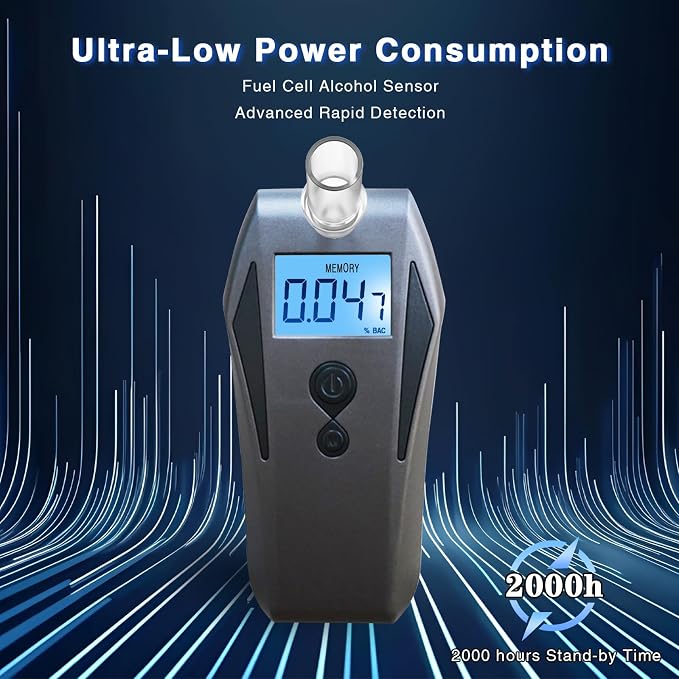 Professional Alcohol Breathalyzer Tester, Breathalyzer with Electrochemical Sensor, Compact Design Breathalyzers for Alcohol with 123 Record Memory and Sound Alarm