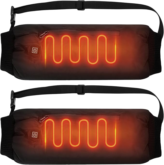 Mudder 1 or 2 Pack Heated Hand Warmer Muff with Adjustable Belt, USB Powered Electric Heated Muff with 3-Temperature Settings for Football, Hunting, Fishing, Camping, Power Bank Not Included
