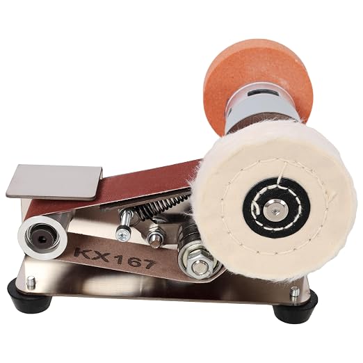 KEIKI Mini Belt Sander, Electric Sander Knife Making Supplies with 7 Adjustable Speed, Small Sanders Knife Sharpener Electric, Power Belt Bench Grinder Sanding Machine for Woodworking