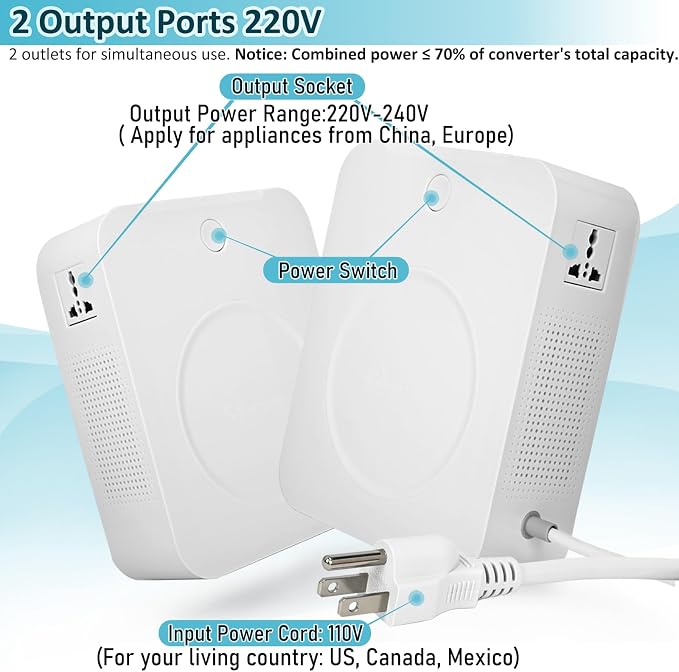 uyoyous 2000W Step Up 110V to 220V Voltage Converter Transformer Step Up Converter 110v/120V to 220V/240V Power Transformer for Europe Asian Korea Appliances Use in US Canada