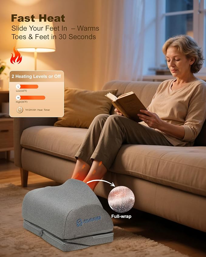 Comfier Foot Rest Under Desk at Work with Heat,Vibration,Foot Heater Foot Warmer,3 Height Under Desk Foot Rest for Office Chair,Gaming Chair Footstool, Ergonomic Heated Footrest,Computer Desk Use