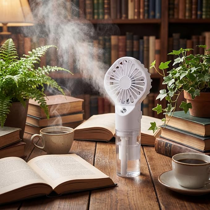 9 Pack Misting Fans Portable Rechargeable Handheld Spray Fans with 25ml Water Tank 4-speed Personal Cooling Fan, USB-c Mini Handheld Fan for Travel Outdoor Sport Office Home Summer Gifts
