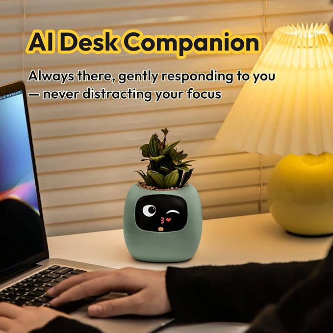 PLANTSIO Ivy Interactive AI Desk Companion, Smart Plant Pet with 100+ Expressions, Cute Indoor Planter for Office Decor, Unique Gift for Plant Lovers & Coworkers(Violet)