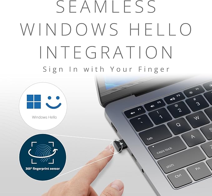 VeriMark™ IT 2.0 USB-A Fingerprint Key - Windows Hello & Windows Hello for Business, 360° Fingerprint Reader, Password-Free Login K64740WW