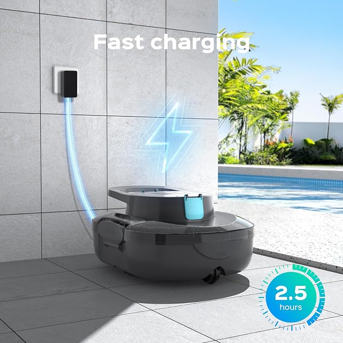 S1 Pro Automatic Pool Cleaner for Above Ground Swimming Pools, Dual-Motor,Cordless Pool Robot with 120-Min Runtime, Large Debris Capacity, Fast Recharge and Self-Parking Function(Mirror Black)