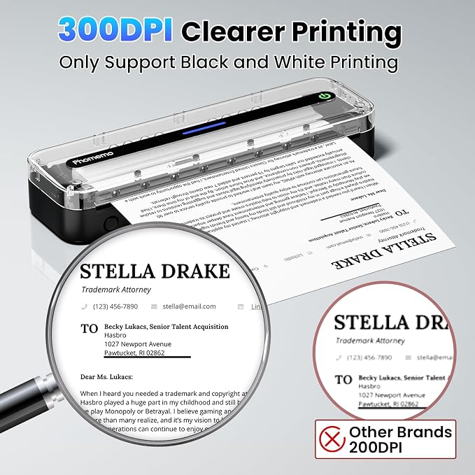 Phomemo Portable Printers Wireless for Travel, M832 Inkless Bluetooth Thermal Printer Support 8.5'' x 11'' US Letter & A4 Size, Compatible with iPhone Android Laptop for Mobile Office Home, with Case