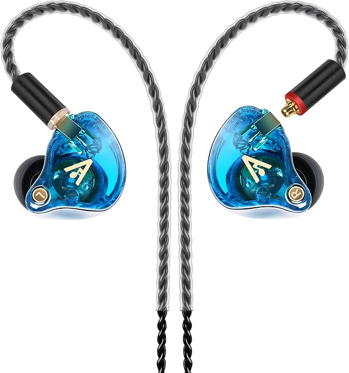 Vibes 202 Wired Earbuds - HiFi in Ear Monitor Headphones – Professional Noise Isolating Ear Buds - Clear Sound, Deep Bass & Comfort-Fit IEM Earphones - MMCX to 3.5mm, Silver Plated Cord, Carrying Case