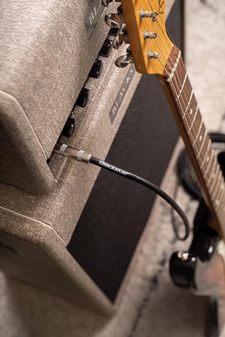 Blackstar 6m (20ft) Instrument Cable Straight ¼” Jack to Angle ¼” Jack for Bass/Electric Guitar/Electro-Acoustic/Keyboard/Amp (BSCABLESTD20FTSA)