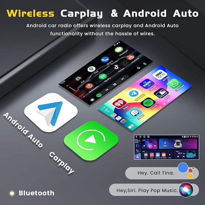 [4G+64G] Radio for Dodge Ram(2002-2006), Jeep Wrangler 2003-2006, Jeep Liberty 2002-2007, Jeep Grand Cherokee(1999-2004) – 6.86" HD Touchscreen Car Stereo with CarPlay Android Auto GPS SWC