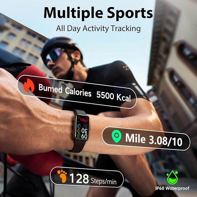 Fitness Tracker with 24/7 Continuous Heart Rate, Blood Oxy-gen Monitor, Smart Watch with Sleep Monitor, IP68 Waterproof Activity Tracker Step Counter for Women Men
