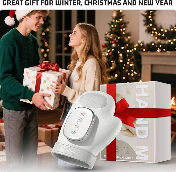 Gifts Hand Massager with Heat and Compression, Cordless for Arthritis & Carpal Tunnel Relief – Longer Battery Life, Enhanced Thumb Massage, Ideal for Stress & Gifts for Men/Women