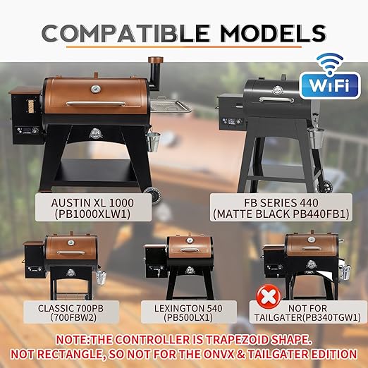 Upgraded WiFi PID Trapezoid Control Board with Smart APP Control for Pit Boss Wood Pellet Grill Lexington 540/Classic 700/Austin XL 1000/440FB1 Matte Black Models, RTD Temperature Probe