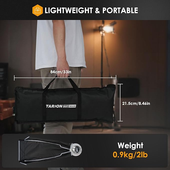TARION 11.8"x47.2" Quick Release Strip Softbox - Foldable Bowens Mount Softbox with Diffusers/Honeycomb Grid/Carrying Bag for Live Streaming, Photography, Videography (SQ-30120F)