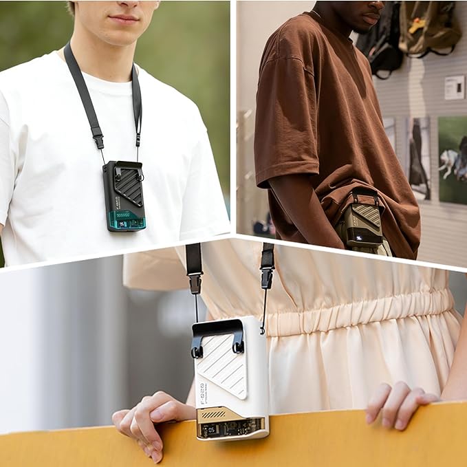 Portable Waist Fan, 6000mAh Shirt Fans Rechargeable Belt Fan Clip on Wearable Fan Rechargeable, Powerful Personal Cooling Father's Day for Dad Husband Man Birthday Travel Camping - Green