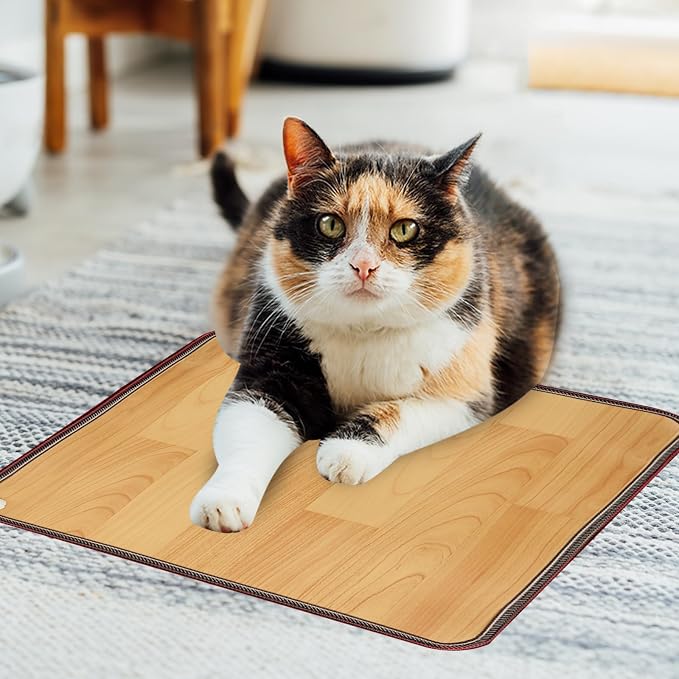 QOUBAI PVC 110V Heated Floor Mat Heater for Foot Warmer Under Desk 22 x 20 Inch Electric Heating Pad Energy Saving Carpet Pad Indoor Floor Heated Rug for Home Office Bathroom House Brown