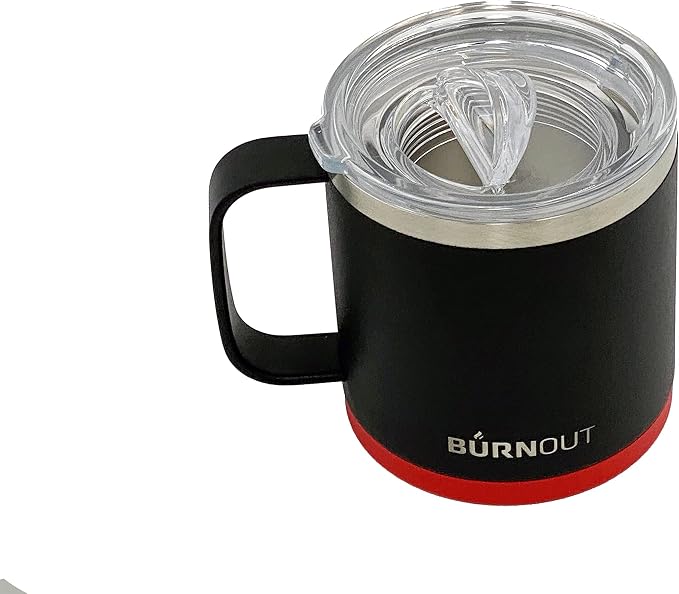 BURNOUT 2.0 Instant Drinkability Temperature Control Mug (14 oz Black with Red)