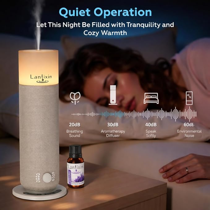 Lantixin Waterless Essential Oil Diffuser Smart Scent Diffuser with Nightlight,Cold Air Scent Diffuser Oil Machine for Home Large Room,120ml Aromatherapy Diffuser Plug-in for 1000 Sq Ft
