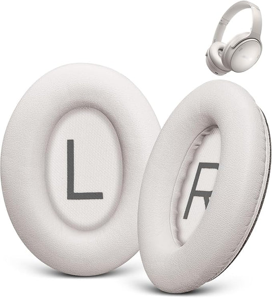 Ear Pads Replacement for Bose QuietComfort 45 (QC45) - GEVO Earpad Cushions for QuietComfort SE (QC SE) Wireless Over-Ear Headphones with Premium Protein Leather & Memory Foam (White Smoke)