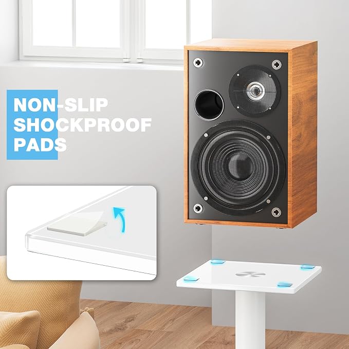 Rfiver Upgraded 45° Swivel Speaker Stands Pair for Surround Sound, Heavy Duty 28 Inch Bookshelf Speaker Stand Each Holds 44lbs Large Speaker, Floor Speaker Stand Built-in Cable Management, 1 Pair