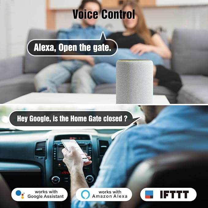 JUJIANG SM18-03W WiFi Controller APP Remote Control Compatible with Alexa, Google Assistant, IFTTT, Gate Remote Control Work for Automatic Swing Sliding Gate Opener Garage Door Opener