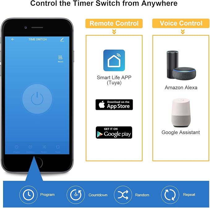 SURAIELEC WiFi Pool Timer, 40 AMP, 1HP 120V, 2HP 240V, Outdoor Indoor Smart Switch, Heavy Duty Pool Controller Light Timer Box for Pump, Water Heater, Spa, Powerful Electrical Appliances
