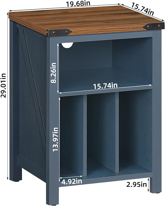 Joaxswe Record Player Stand with Vinyl Record Storage,Navy Blue Record Player Table Holds up to 160 Albums,Large Wood Turntable Stand Cabinet Dispaly Shelf for Living Room,Bedroom,Office