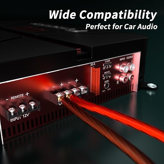 12 Gauge Wire(100FT Black + 100FT Red) Copper Clad Aluminum CCA Battery Cable, Primary Power/Ground Cable for Car Audio Speaker, RV Trailer, Amp, Inverter RV Truck, Translucent Jacket