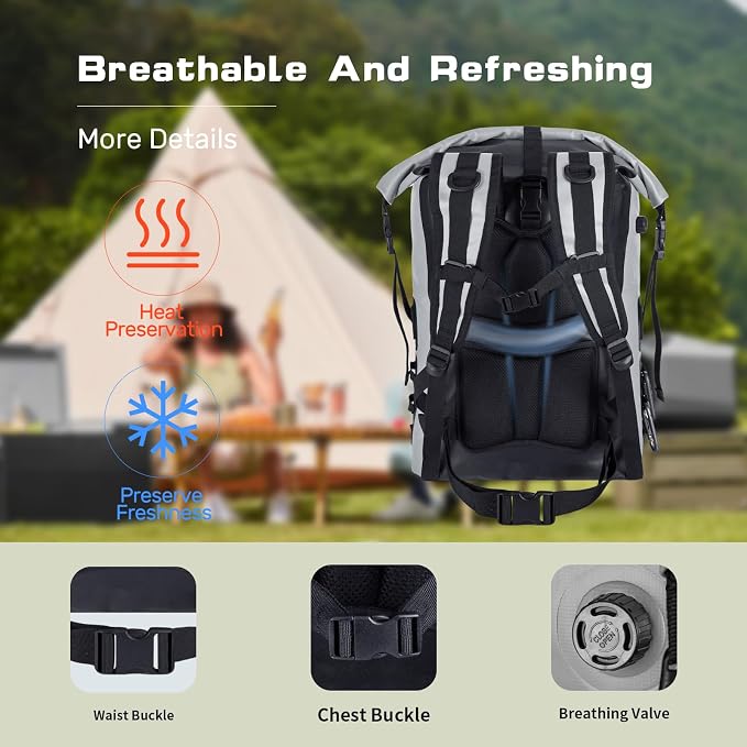48cans Large Cooler Backpack Insulated Waterproof for Men Women Insulated Backpack Cooler Leak Proof Waterproof for 12 Hours Cooling for Camping Picnic Hiking Beach Travel Kayaking