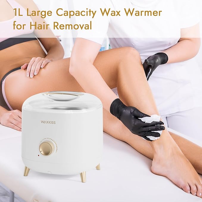 Large-Capacity Wax Warmer for Hair Removal – 1000 ml Wax Heater with Adjustable Temperature Control, Ideal for Salon & At-Home Use (White)