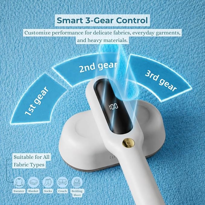 Fabric Shaver, Rechargeable Lint Remover with 2600mAh Powerful Battery, 9500 RPM with 3 Speeds, Includes 4 Extra 6-Leaf Blades (Pearl White)