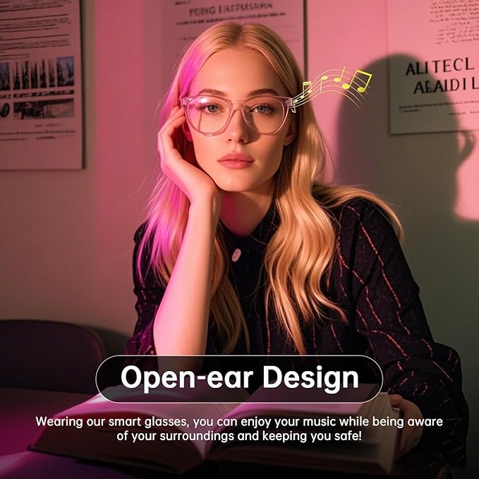 AI Glasses for Women Men, Smart Glasses with Real-Time Translation, Open Ear Blue Light Filtering Lenses, Supports 160+ Languages & Accents, Bluetooth Glasses for Travel Meeting Trade Business