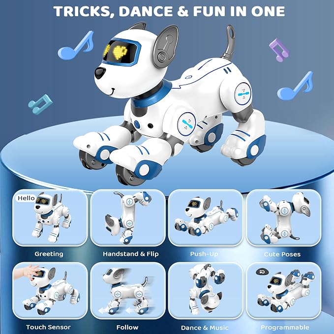 2-in-1 Robot Toy & Robot Dog Set for Kids 3-12, Smart Interactive Robots with Voice & Touch Control, Programmable Dancing Singing Walking Functions, Fun Birthday for Boys & Girls