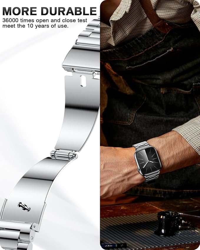 EPULY Metal Band Compatible with Apple Watch Bands for Men 49mm 46mm 45mm 44mm 42mm, Business Stainless Steel Strap for iWatch Series 11 10 9 8 7 6 5 4 3 2 1, SE3 2 1, Ultra3 2 1, No Tools Required