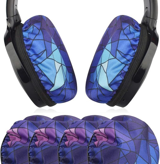 Geekria 2 Pairs Flex Fabric Headphones Ear Covers - Product Safety Certified - Washable & Stretchable Earcup Protectors for Over-Ear Headsets, Sweat Pads for Gym, Gaming (Size M/Diamond)