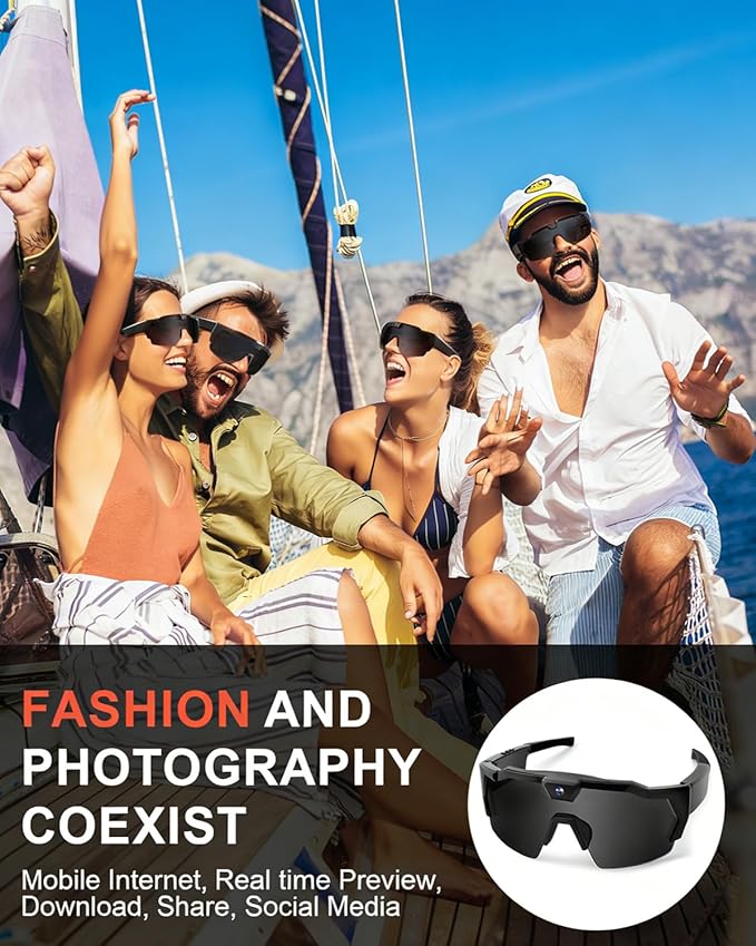 POV Glasses 4k Baseball with Camera Smart Glass for Men Women Sunglasses Cameras and Audio Video Action 2026 Upgrade Eyeglasses Running Style Meets Function Sports Cycling Hiking HD(Black)